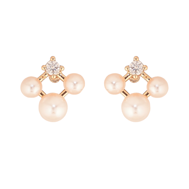 Сережки Xuping колір Позолота 18К пусети "Візерунок з перлинами та кристалами" фото №13