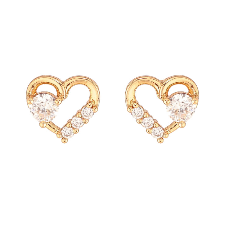 Сережки Xuping колір Позолота 18К пусети "Сердечки з кристалами" фото №8 Сережки Xuping колір Позолота 18К пусети "Сердечки з кристалами" фото №8