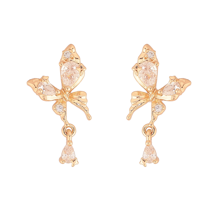 Сережки Xuping колір Позолота 18К пусети "Кристальні метелики" фото №21 Сережки Xuping колір Позолота 18К пусети "Кристальні метелики" фото №21