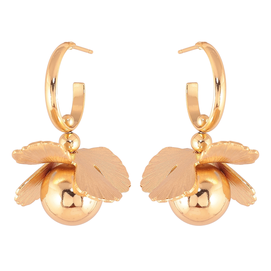 Серьги Xuping цвет Позолота 18К пусеты "Цветочные подвески" фото №1