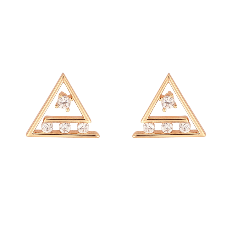 Сережки Xuping колір Позолота 18К пусети "Трикутники з кристалами" фото №24