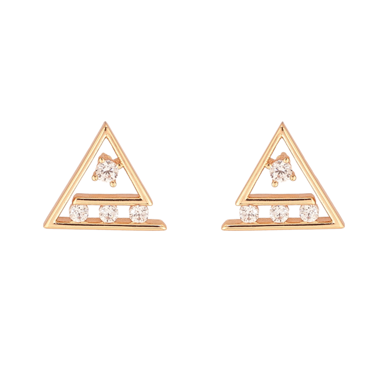 Серьги Xuping цвет Позолота 18К пусеты "Треугольники с кристаллами" фото №1