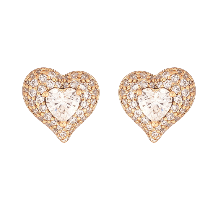 Серьги Xuping цвет Позолота 18K пусеты "Кристальные сердечки" фото №24