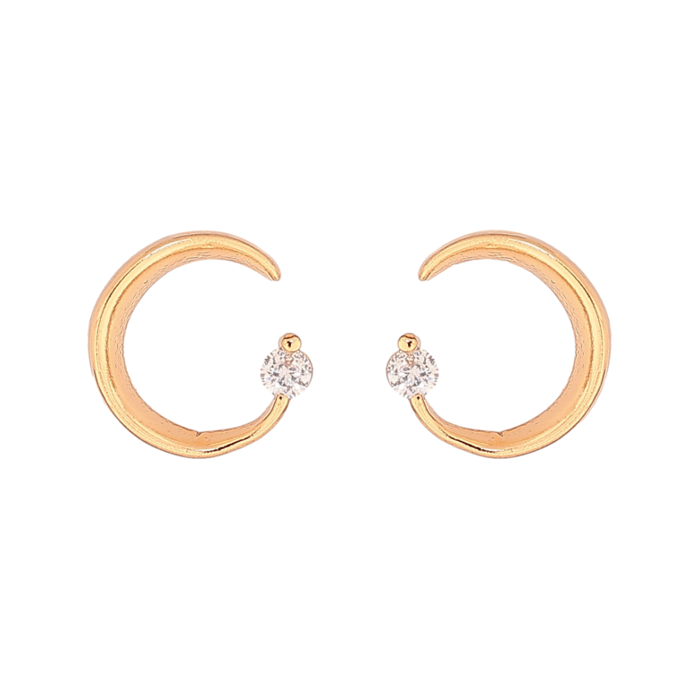 Сережки Xuping колір Позолота 18К пусети "Напівкільця з кристалами" фото №1