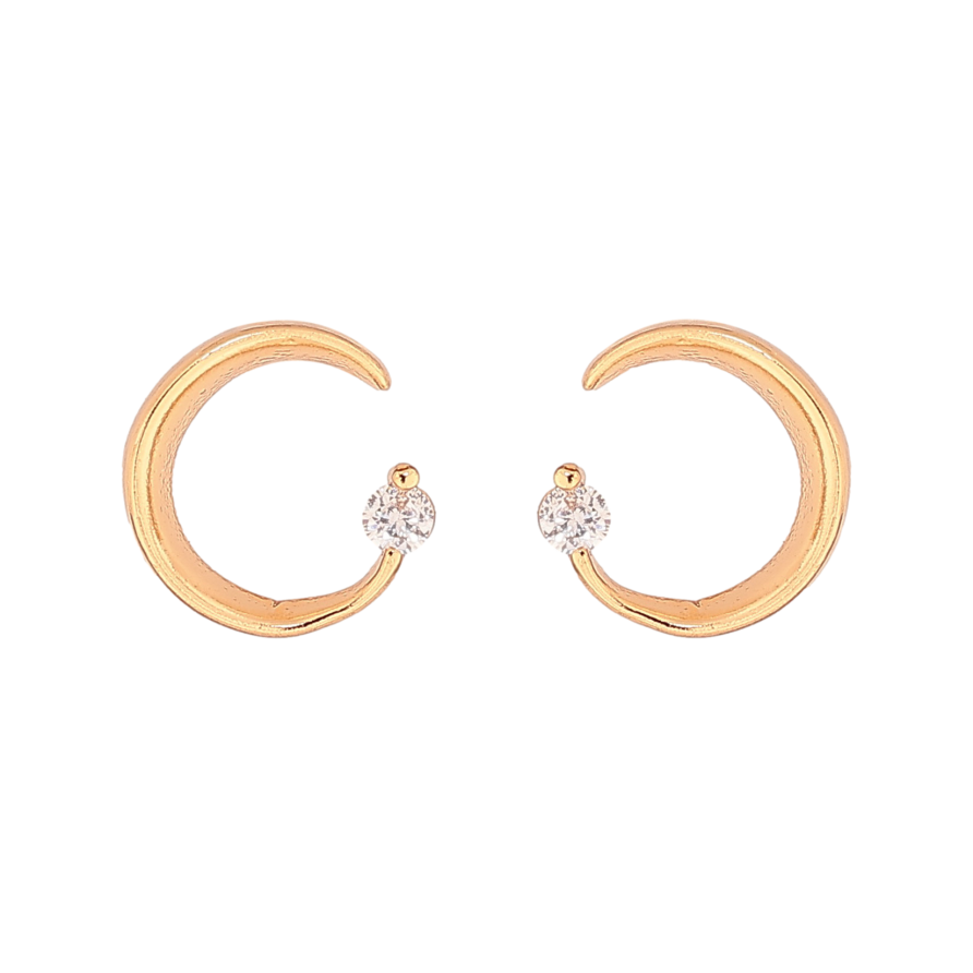 Сережки Xuping колір Позолота 18К пусети "Напівкільця з кристалами" фото №1