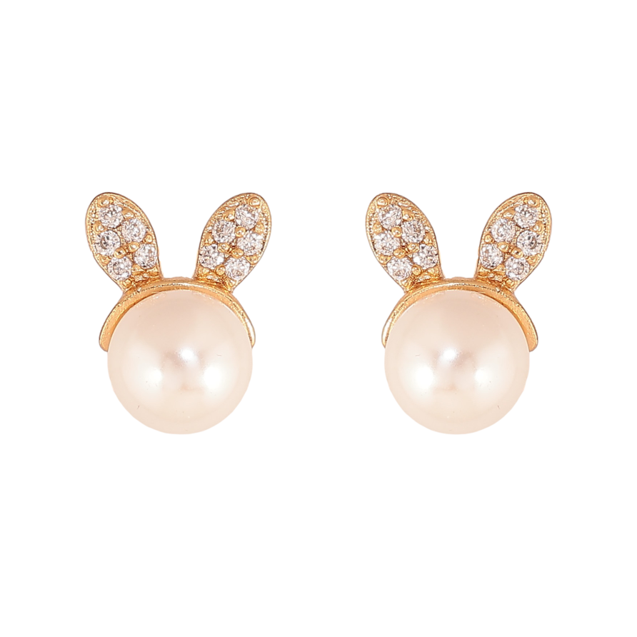 Серьги Xuping цвет Позолота 18К пусеты "Жемчужные зайчики" фото №1 Серьги Xuping цвет Позолота 18К пусеты "Жемчужные зайчики" фото №1