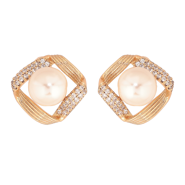 Серьги Xuping цвет Позолота 18К пусеты "Ромбы с жемчужинами и кристаллами" фото №16 Серьги Xuping цвет Позолота 18К пусеты "Ромбы с жемчужинами и кристаллами" фото №16