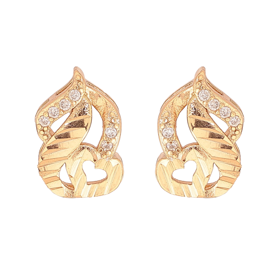 Серьги Xuping цвет Позолота 18К пусеты "Узор с кристаллами" фото №1