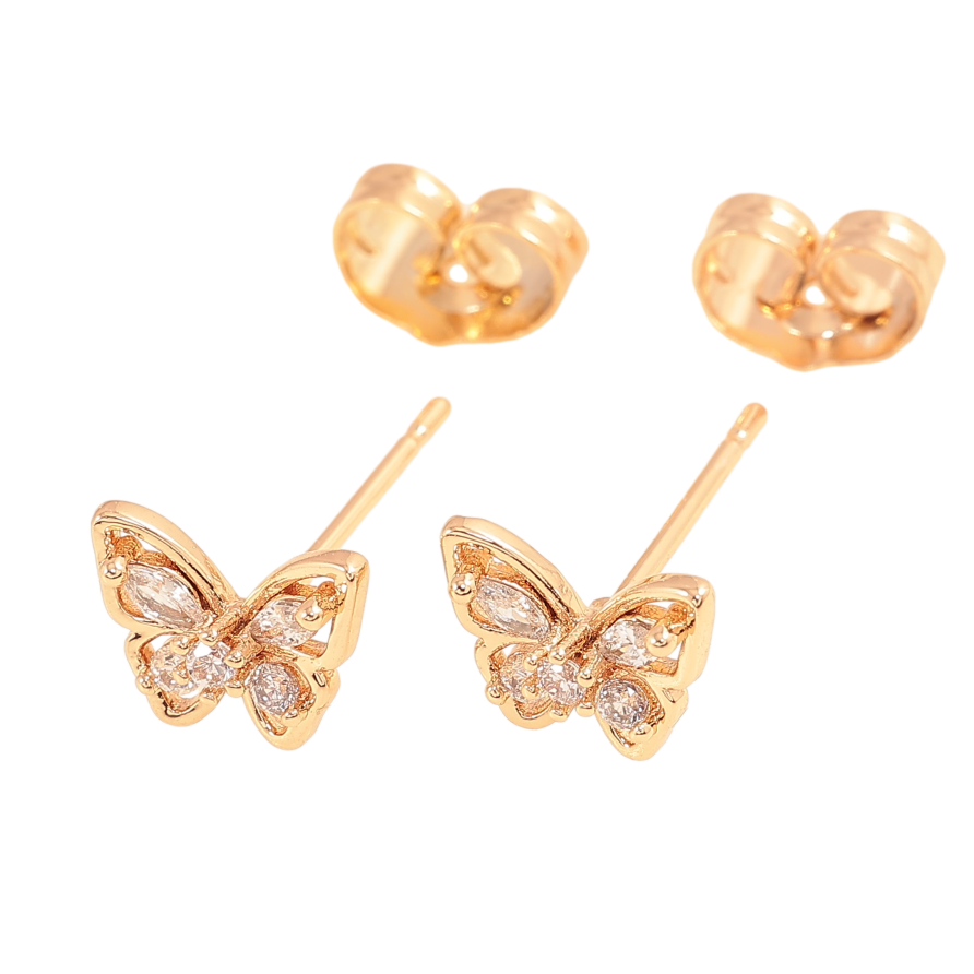 Серьги Xuping цвет Позолота 18К пусеты "Бабочки с кристаллами" фото №1 Серьги Xuping цвет Позолота 18К пусеты "Бабочки с кристаллами" фото №1