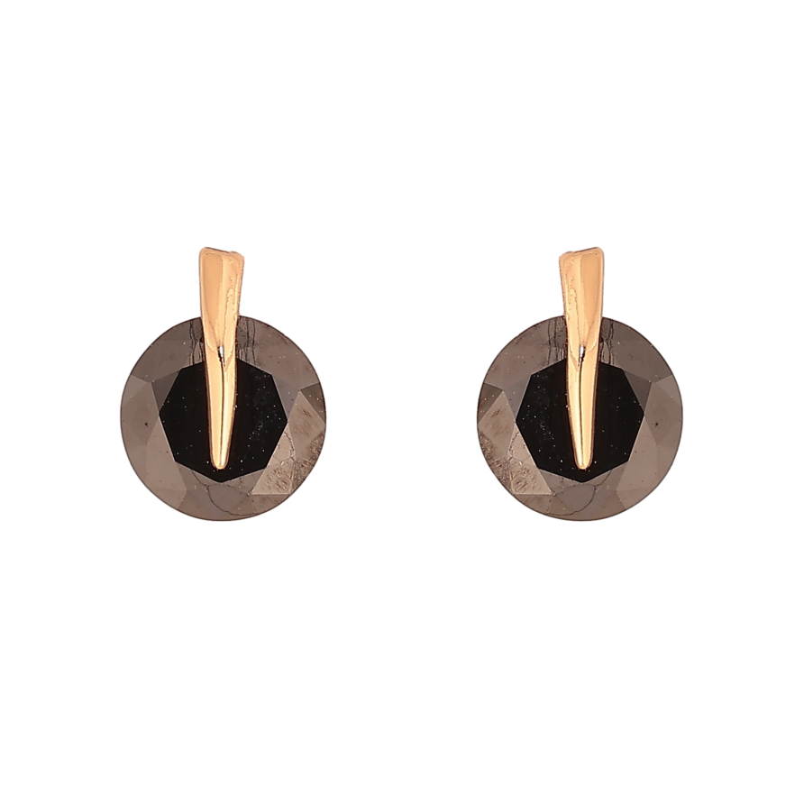 Серьги Xuping цвет Позолота 18К пусеты "Черные кристаллы" фото №1