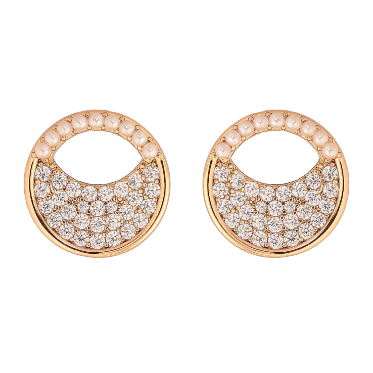 Серьги Xuping цвет Позолота 18К пусеты "Круглые с инкрустацией кристаллами и жемчужинками" фото №17