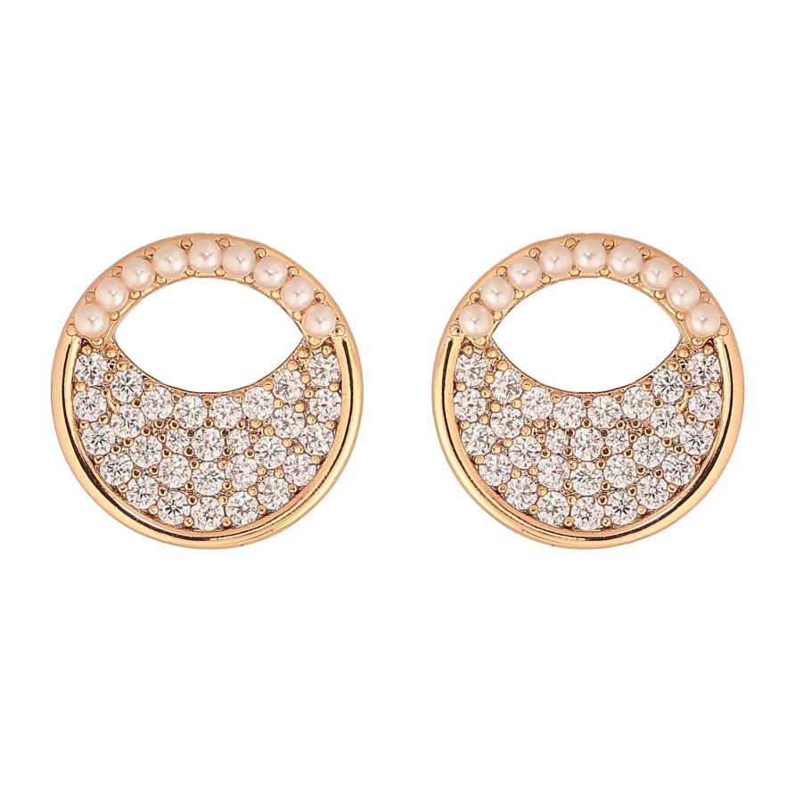 Серьги Xuping цвет Позолота 18К пусеты "Круглые с инкрустацией кристаллами и жемчужинками" фото №1 Серьги Xuping цвет Позолота 18К пусеты "Круглые с инкрустацией кристаллами и жемчужинками" фото №1