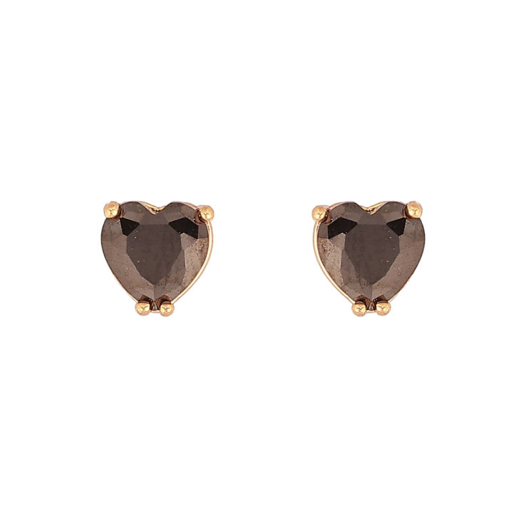 Сережки Xuping колір Позолота 18K пусети "Чорні кристальні серця" фото №12