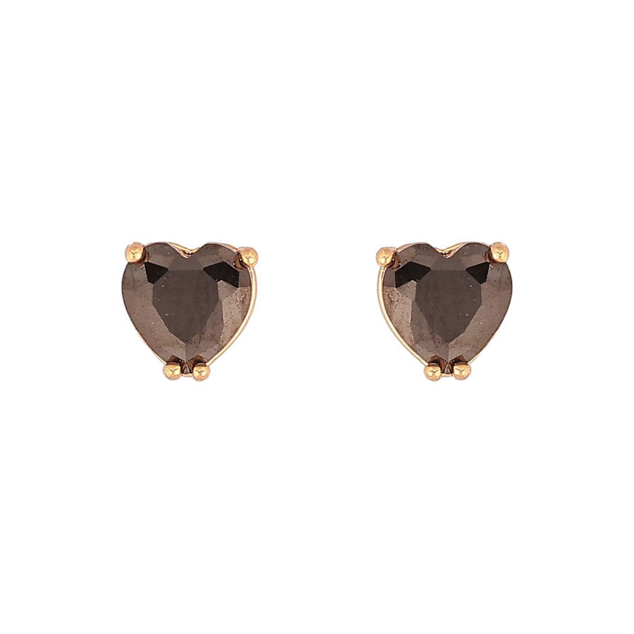 Сережки Xuping колір Позолота 18K пусети "Чорні кристальні серця" фото №1