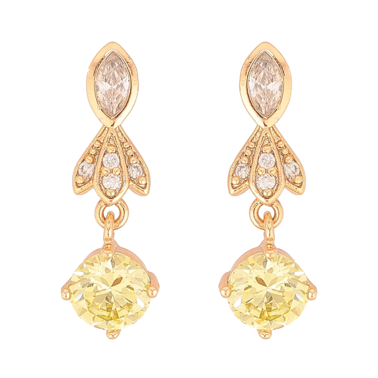 Серьги Xuping цвет Позолота 18К пусеты "Подвески с лимонными кристаллами" фото №5 Серьги Xuping цвет Позолота 18К пусеты "Подвески с лимонными кристаллами" фото №5