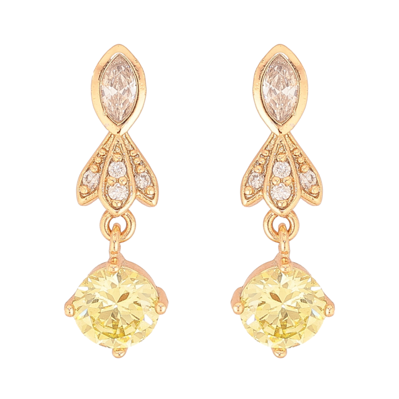 Серьги Xuping цвет Позолота 18К пусеты "Подвески с лимонными кристаллами" фото №1