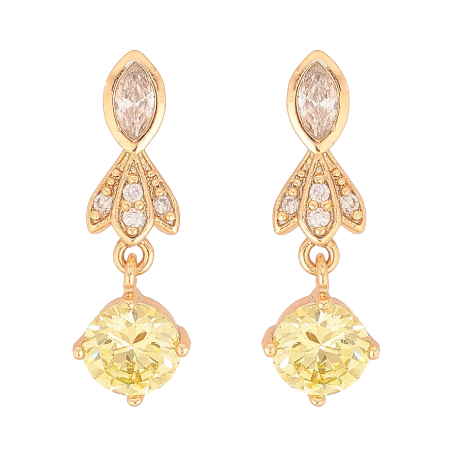 Серьги Xuping цвет Позолота 18К пусеты "Подвески с лимонными кристаллами" фото №1