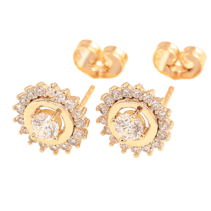 Сережки Xuping колір Позолота 18К пусети "Візерунок з кристалами" фото №15