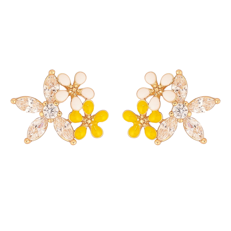 Сережки Xuping колір Позолота 18К пусети "Квіточки з кристалами та емаллю" фото №24 Сережки Xuping колір Позолота 18К пусети "Квіточки з кристалами та емаллю" фото №24