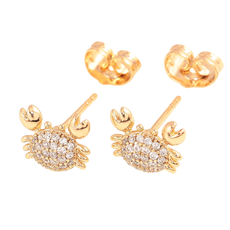 Серьги Xuping цвет Позолота 18К пусеты "Крабы с инкрустацией кристаллами" фото №21