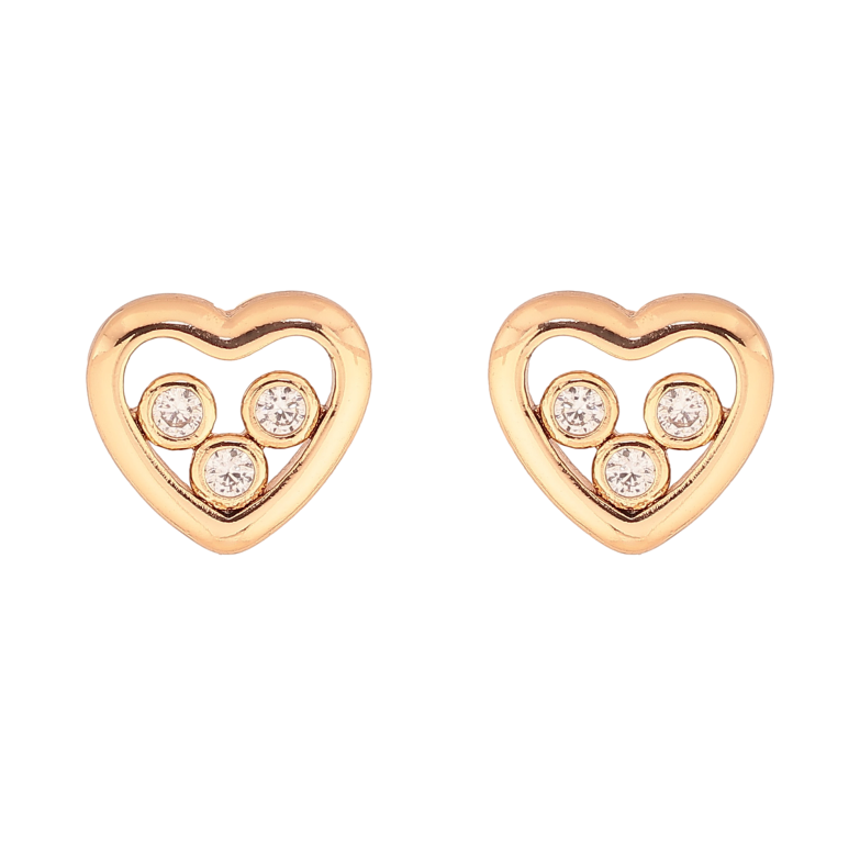 Сережки Xuping колір Позолота 18К пусети "Сердечки з кристалами" фото №1 Сережки Xuping колір Позолота 18К пусети "Сердечки з кристалами" фото №1