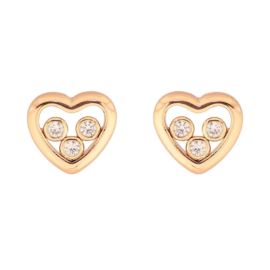 Сережки Xuping колір Позолота 18К пусети "Сердечки з кристалами" фото №1 Сережки Xuping колір Позолота 18К пусети "Сердечки з кристалами" фото №1