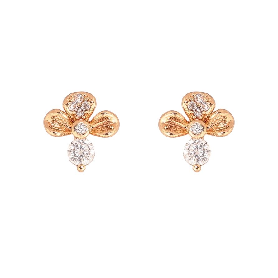 Серьги Xuping цвет Позолота 18К пусеты "Цветочки с кристаллами" фото №1 Серьги Xuping цвет Позолота 18К пусеты "Цветочки с кристаллами" фото №1
