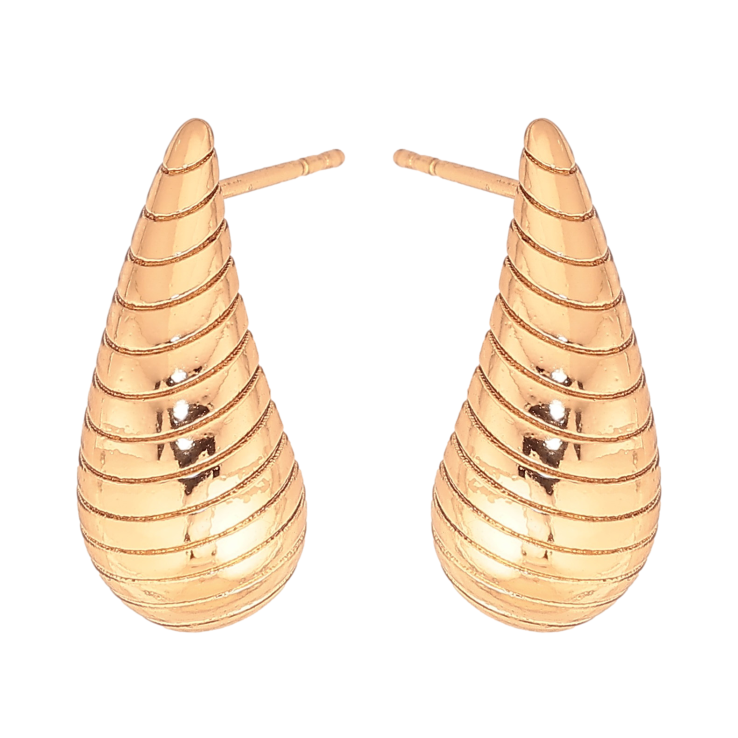 Серьги Xuping цвет Позолота 18К пусеты "Объёмные капельки с узором" фото №24