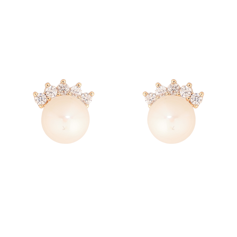 Серьги Xuping цвет Позолота 18К пусеты "Жемчужины с кристальной короной" фото №1 Серьги Xuping цвет Позолота 18К пусеты "Жемчужины с кристальной короной" фото №1