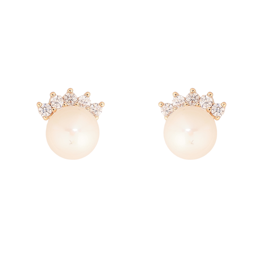 Серьги Xuping цвет Позолота 18К пусеты "Жемчужины с кристальной короной" фото №1 Серьги Xuping цвет Позолота 18К пусеты "Жемчужины с кристальной короной" фото №1