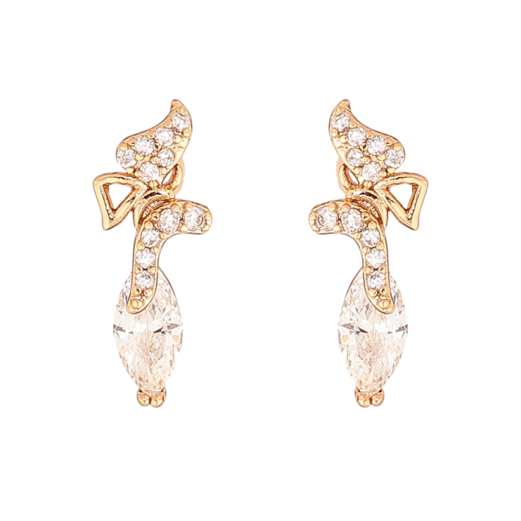 Сережки Xuping колір Позолота 18К пусети "Метелики з кристалами" фото №2