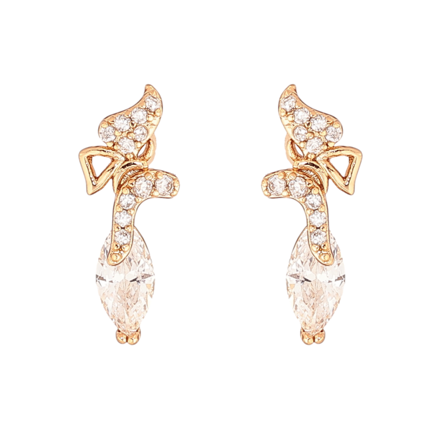 Сережки Xuping колір Позолота 18К пусети "Метелики з кристалами" фото №1