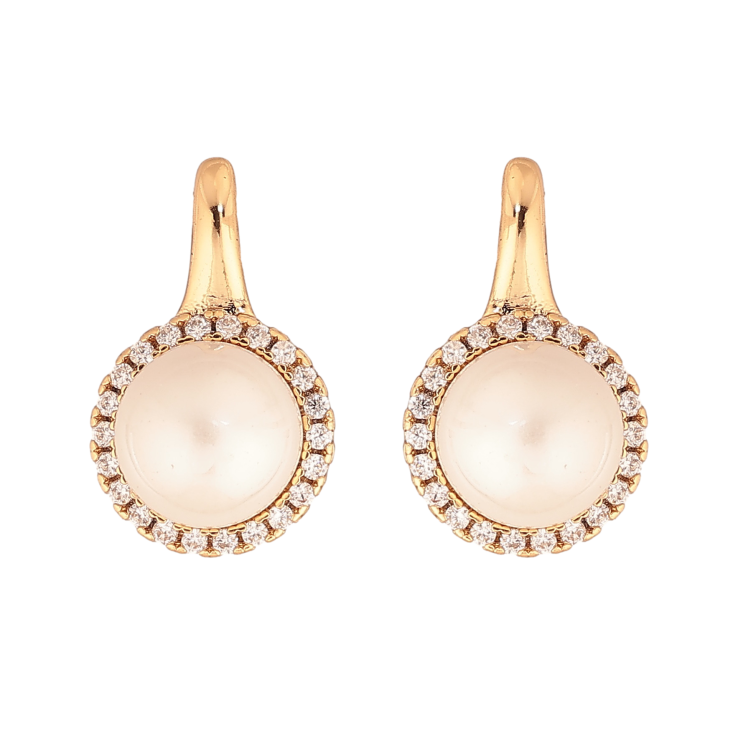 Серьги Xuping цвет Позолота 18К пусеты "Жемчужины в обрамлении кристаллов" фото №25