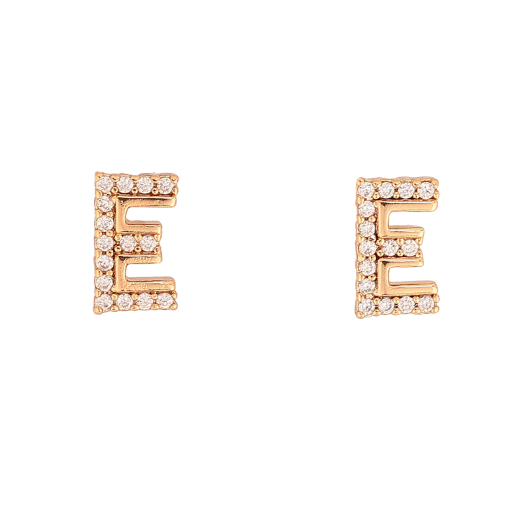 Сережки Xuping колір Позолота 18К пусети "Літера Е" фото №6 Сережки Xuping колір Позолота 18К пусети "Літера Е" фото №6