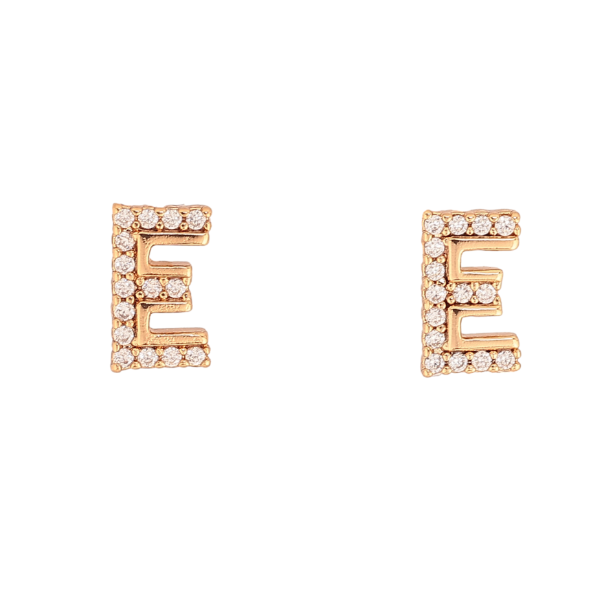 Серьги Xuping цвет Позолота 18К пусеты "Буква Е" фото №1 Серьги Xuping цвет Позолота 18К пусеты "Буква Е" фото №1