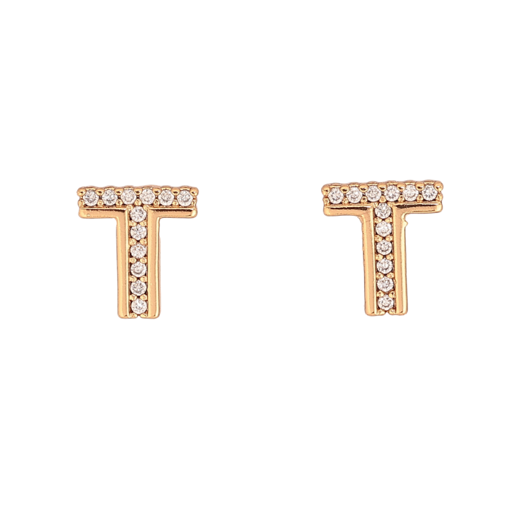 Сережки Xuping колір Позолота 18К пусети "Літера Т" фото №4 Сережки Xuping колір Позолота 18К пусети "Літера Т" фото №4