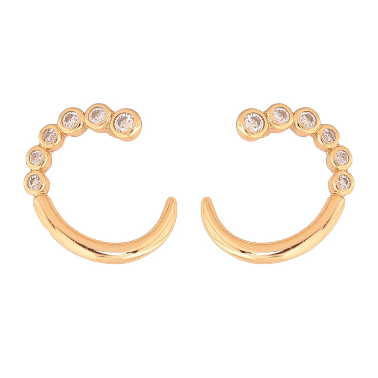 Сережки Xuping колір Позолота 18K пусети "Напівкільця з кристалами" фото №24