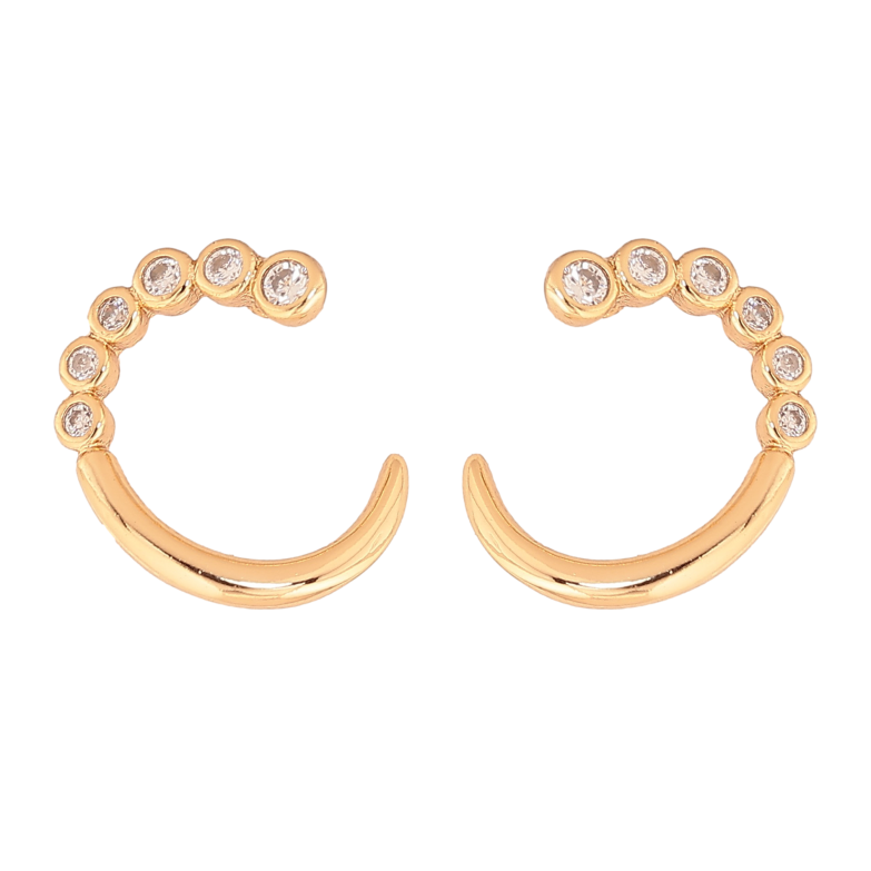 Сережки Xuping колір Позолота 18K пусети "Напівкільця з кристалами" фото №1 Сережки Xuping колір Позолота 18K пусети "Напівкільця з кристалами" фото №1