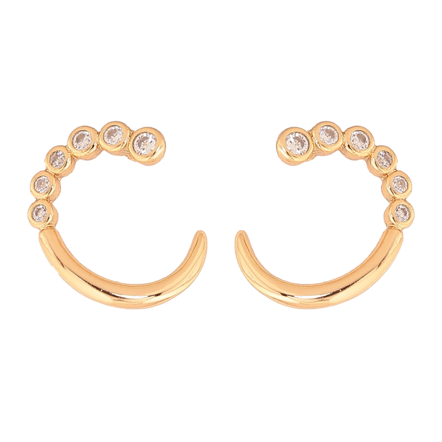 Сережки Xuping колір Позолота 18K пусети "Напівкільця з кристалами" фото №1