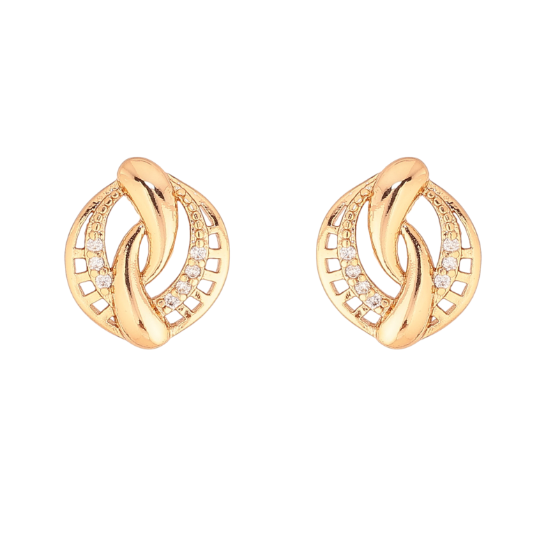 Сережки Xuping колір Позолота 18К пусети "Візерунок з кристалами" фото №1