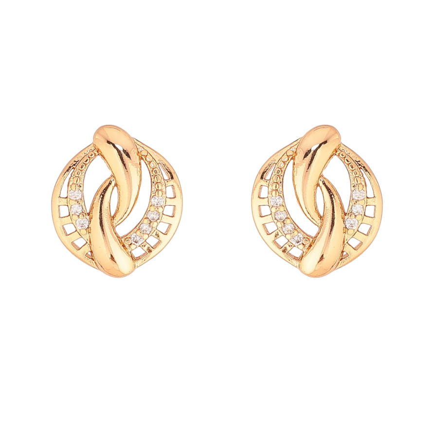 Сережки Xuping колір Позолота 18К пусети "Візерунок з кристалами" фото №1