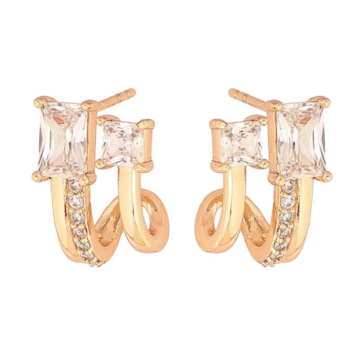 Серьги Xuping цвет Позолота 18К пусеты "Узор с кристаллами" фото №8