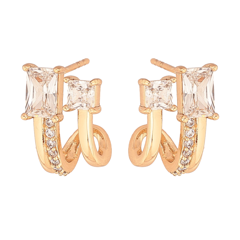 Сережки Xuping колір Позолота 18К пусети "Візерунок з кристалами" фото №1 Сережки Xuping колір Позолота 18К пусети "Візерунок з кристалами" фото №1