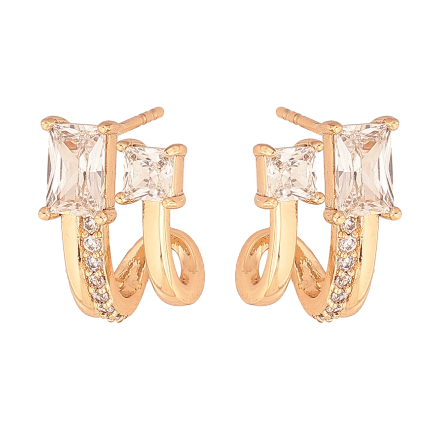 Серьги Xuping цвет Позолота 18К пусеты "Узор с кристаллами" фото №1 Серьги Xuping цвет Позолота 18К пусеты "Узор с кристаллами" фото №1