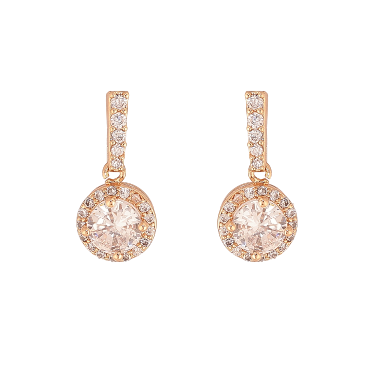 Сережки Xuping колір Позолота 18К пусети "Кристальні підвіски" фото №2