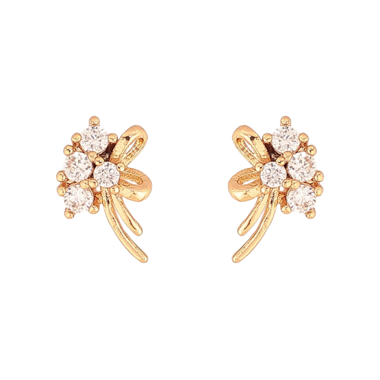 Сережки Xuping колір Позолота 18К пусети "Візерунок з кристалами" фото №1 Сережки Xuping колір Позолота 18К пусети "Візерунок з кристалами" фото №1