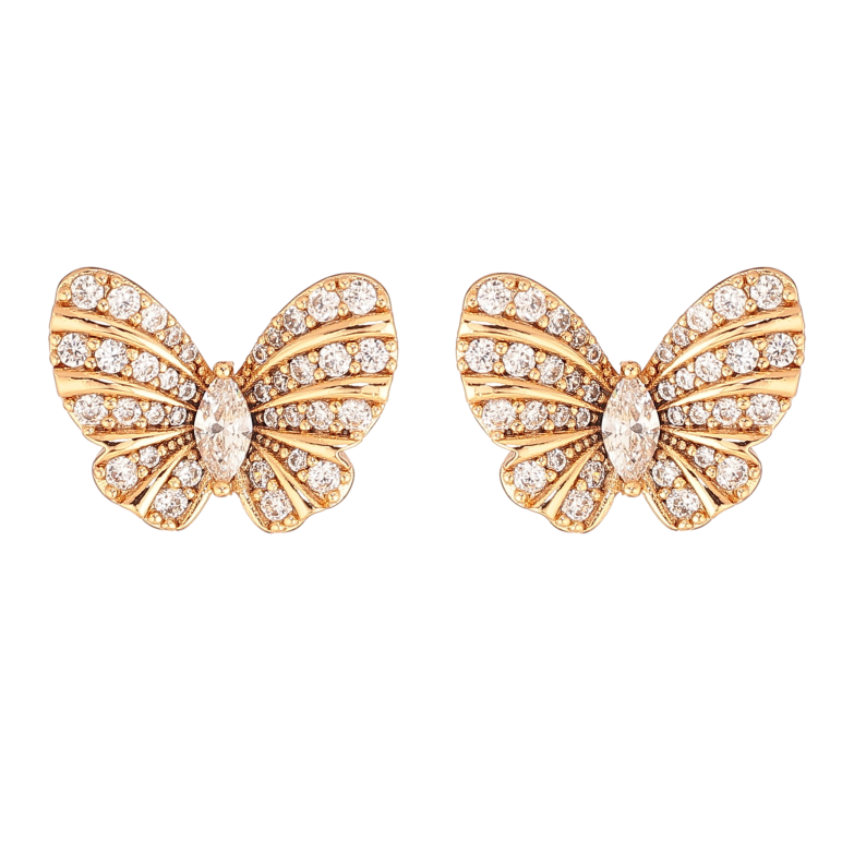 Серьги Xuping цвет Позолота 18К пусеты "Бабочки с кристаллами" фото №1 Серьги Xuping цвет Позолота 18К пусеты "Бабочки с кристаллами" фото №1
