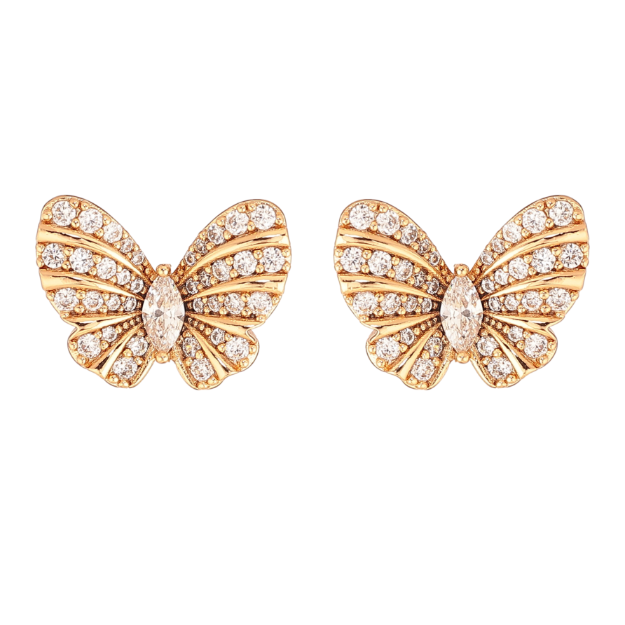 Серьги Xuping цвет Позолота 18К пусеты "Бабочки с кристаллами" фото №1 Серьги Xuping цвет Позолота 18К пусеты "Бабочки с кристаллами" фото №1
