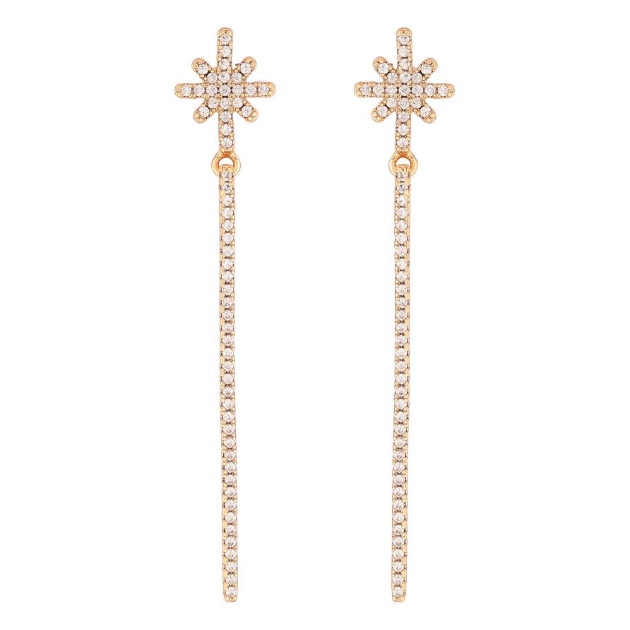 Сережки Xuping колір Позолота 18K пусети "Зірки з підвісками" фото №1