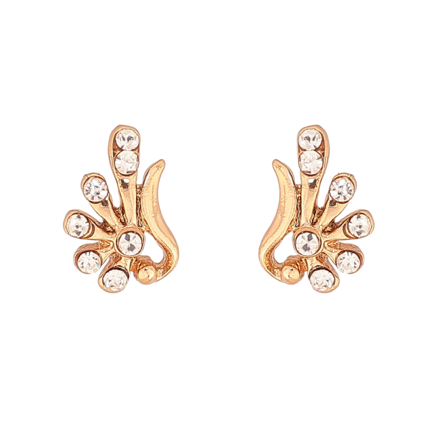 Серьги Xuping цвет Позолота 18К пусеты "Узор с кристаллами" фото №1